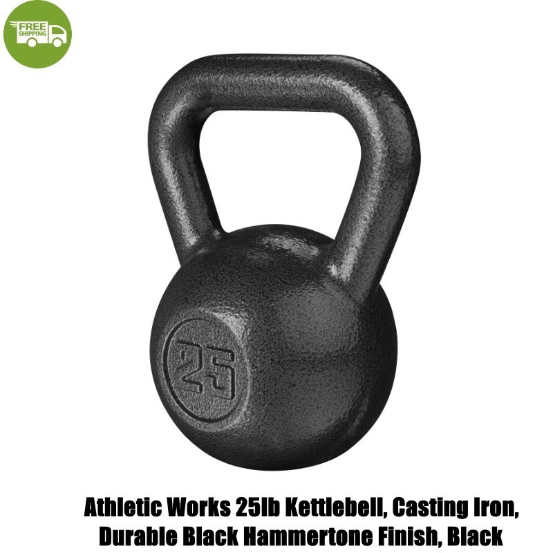 Athletic Works 25lb Kettlebell, Casting Iron, Durable Black Hammertone Finish, B