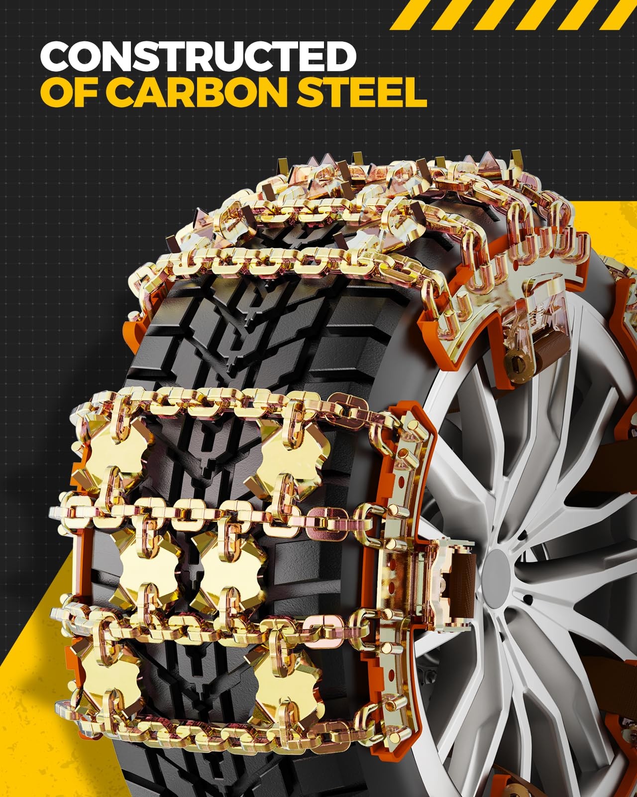 Alloy Steel Tire Chains Adjustable Snow Chains 235-285 SUV Pickup Set 6