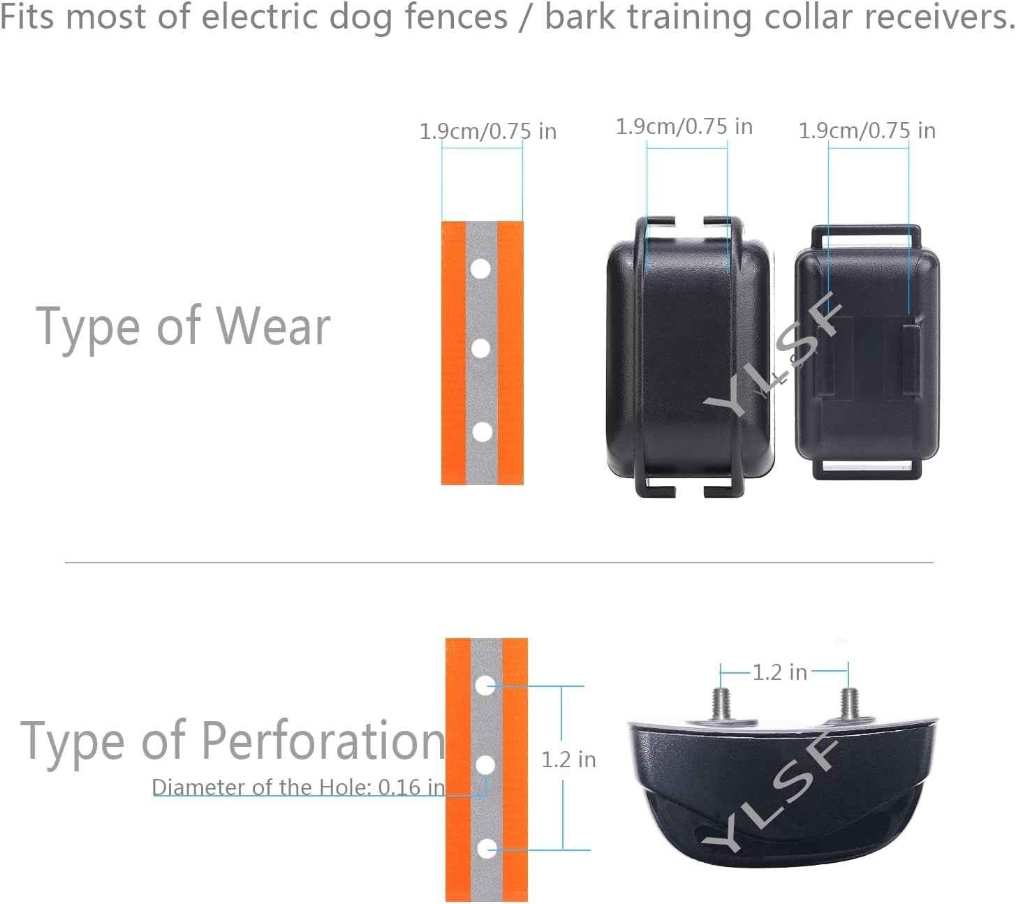 Adjustable Orange Reflective TPU Dog Collar Strap for Training Shock Collars