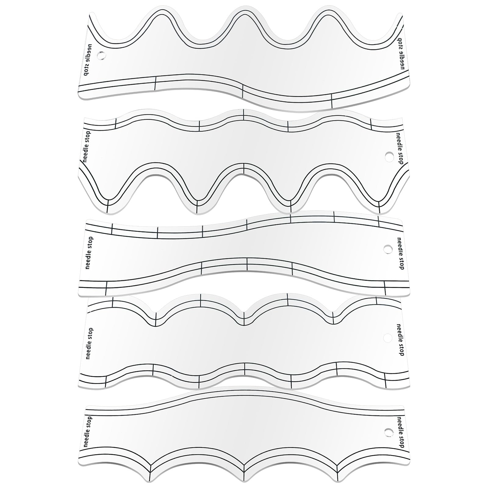5 Pcs Wave Quilting Rulers and Templates Set, Ruler Templates...