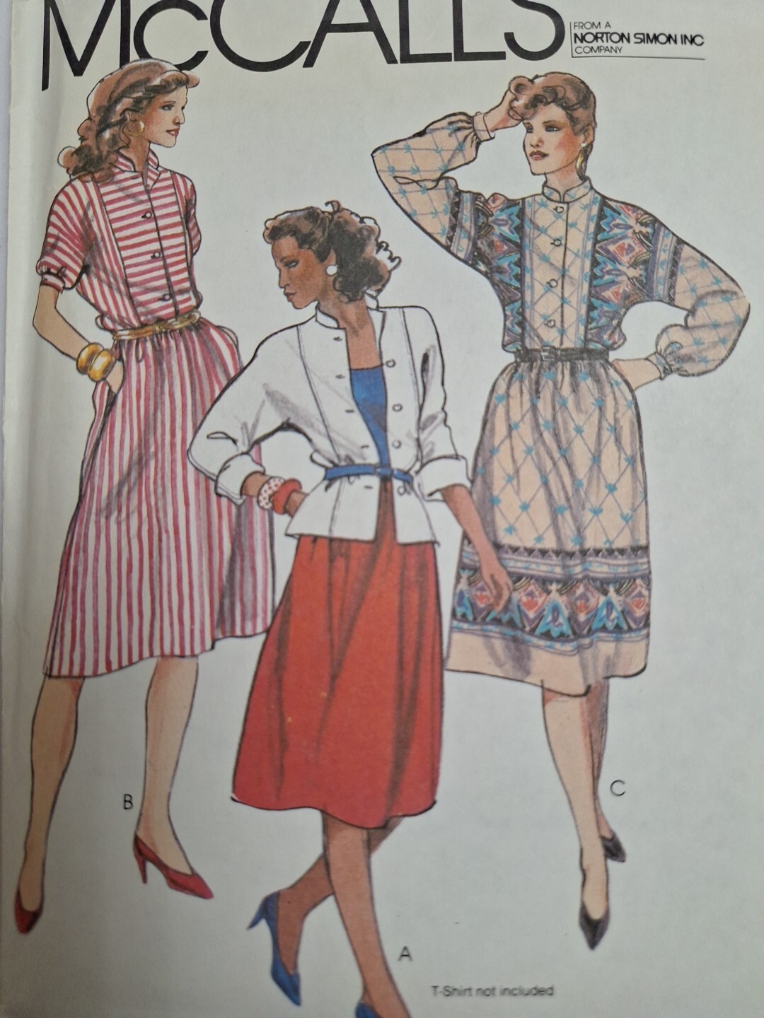 Top Skirt 12 McCalls 7858 Sewing Pattern VTG Below Knee Button Up Shirt Double