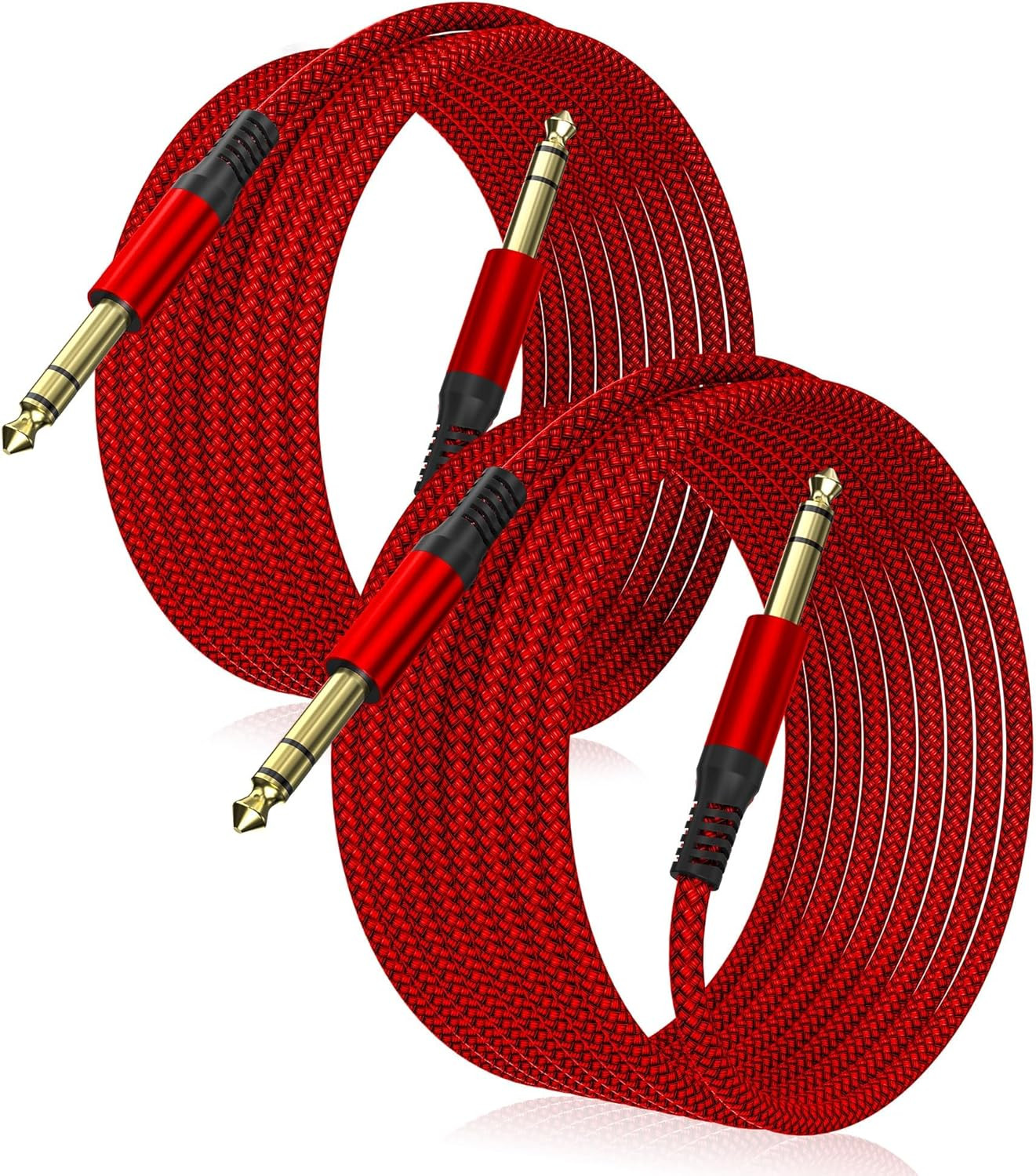 1/4 Inch TRS Instrument Cable 10Ft 2-Pack,Straight 6.35Mm Male Jack Stereo Audio