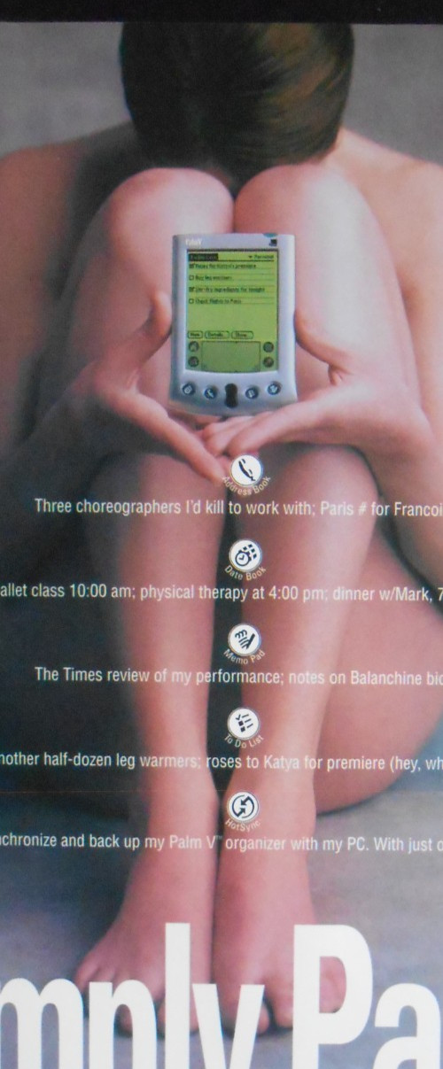 1999 Sexy Kate Hunter dancer no clothes long legs Palm Computing computer AD