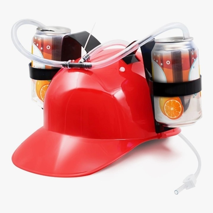 Novelty Place Drinking Helmet Hat Beer Soda Can Holder Party Gag Gift Red