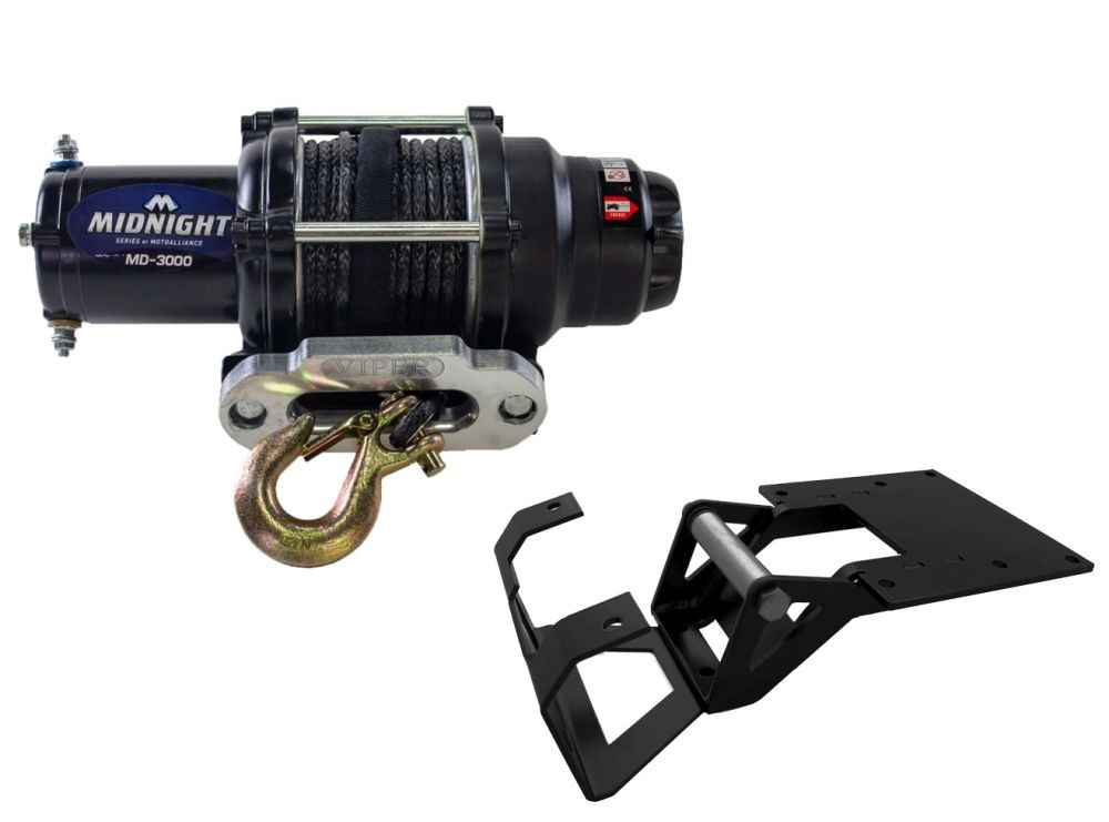Viper 50 Ft Midnight Winch 3000 lb Black w/ Mount For Polaris RZR XP 900 2011-14