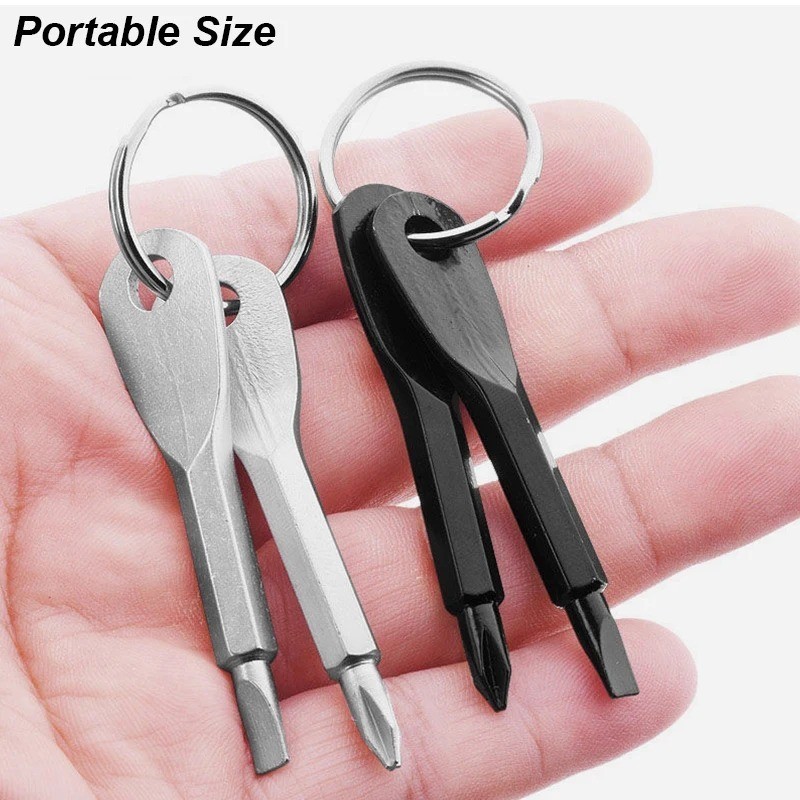 Mini Pocket Screwdriver Keychain Phillips Slotted Repair Tool EDC Key Ring,1pc
