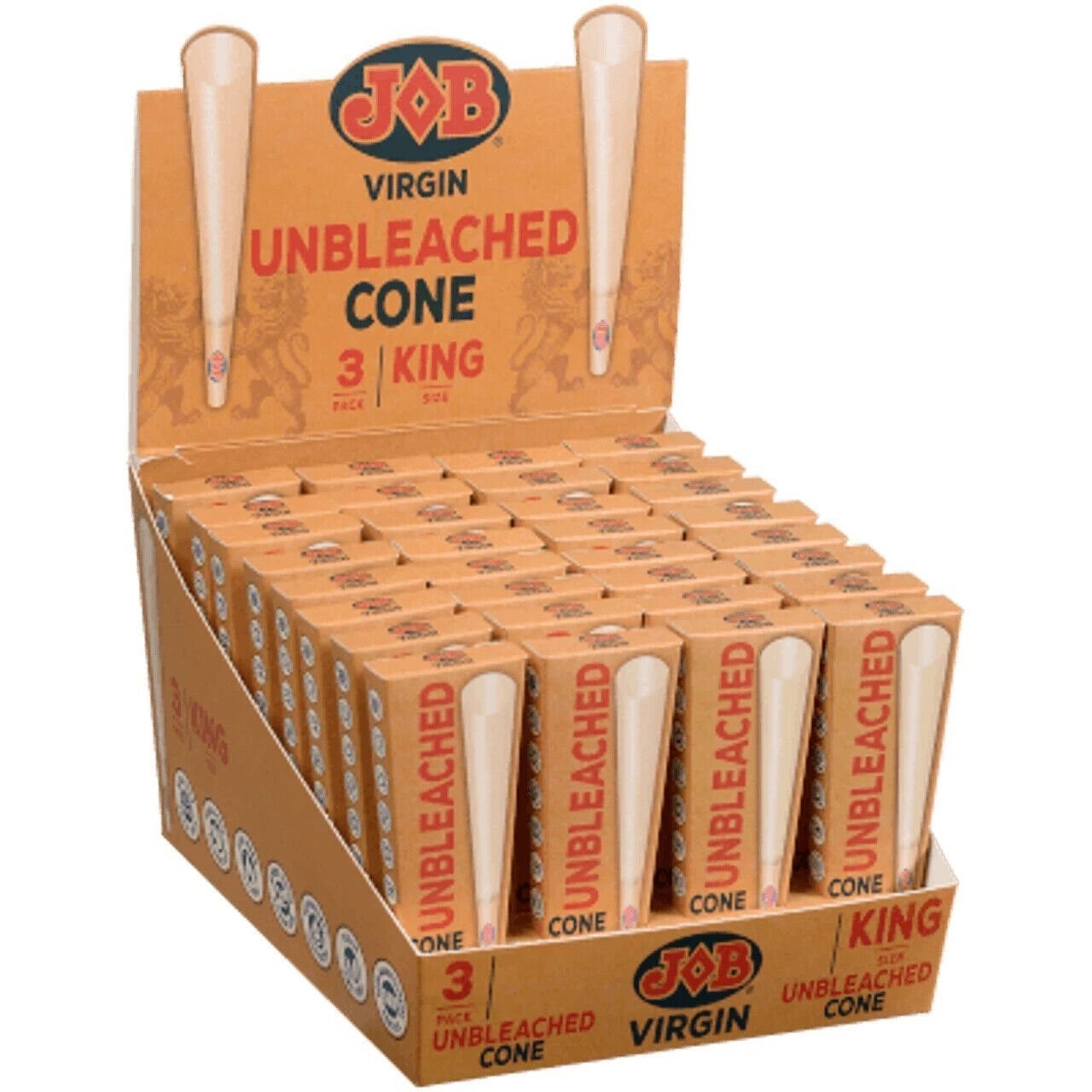 JOB Virgin Unbleached Pre-Rolled King Size Cones, 4.29 Inch / 109mm (96 Total...