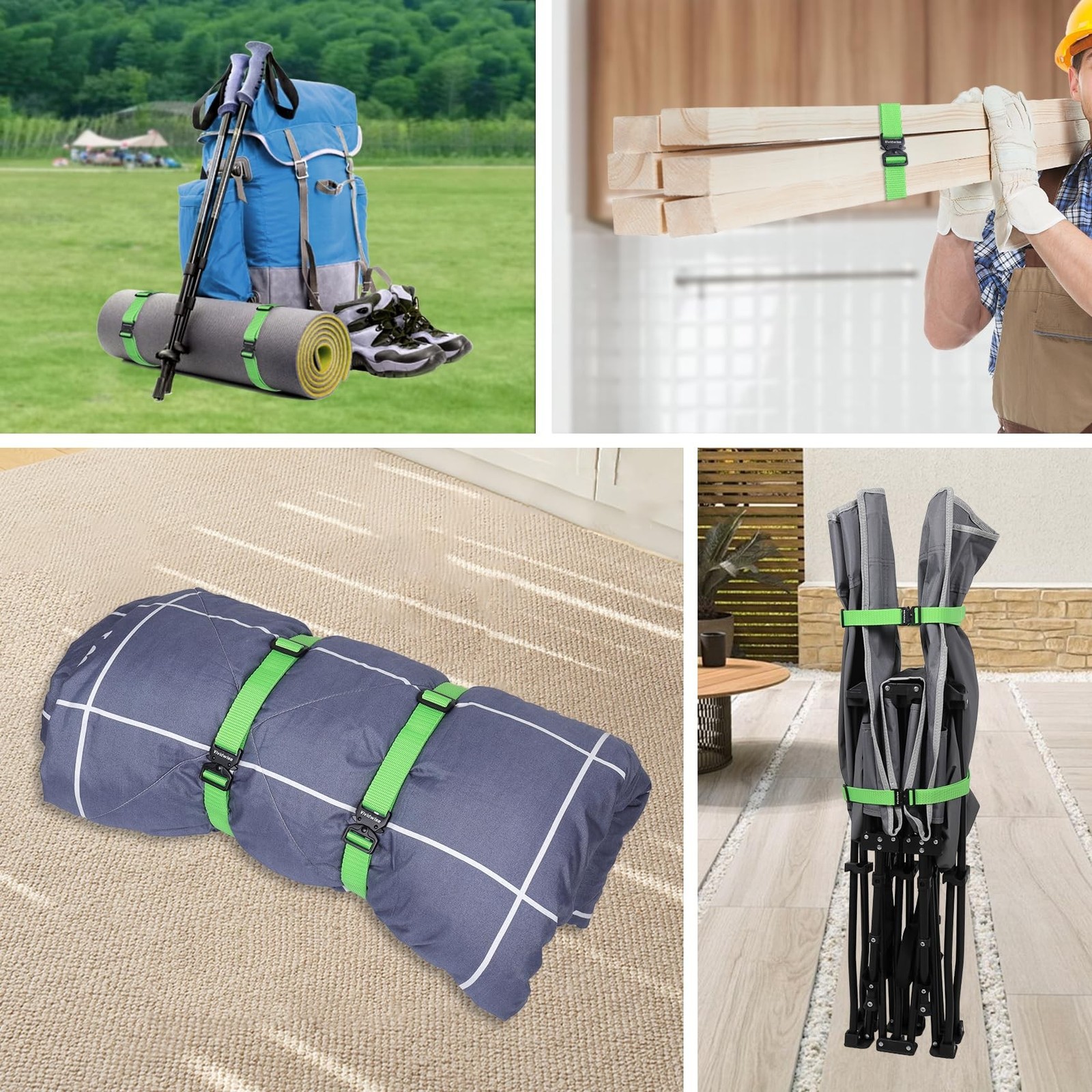 Utility Straps with Metal Quick Release Buckle, Adjustable Nylon Belt Backpac...