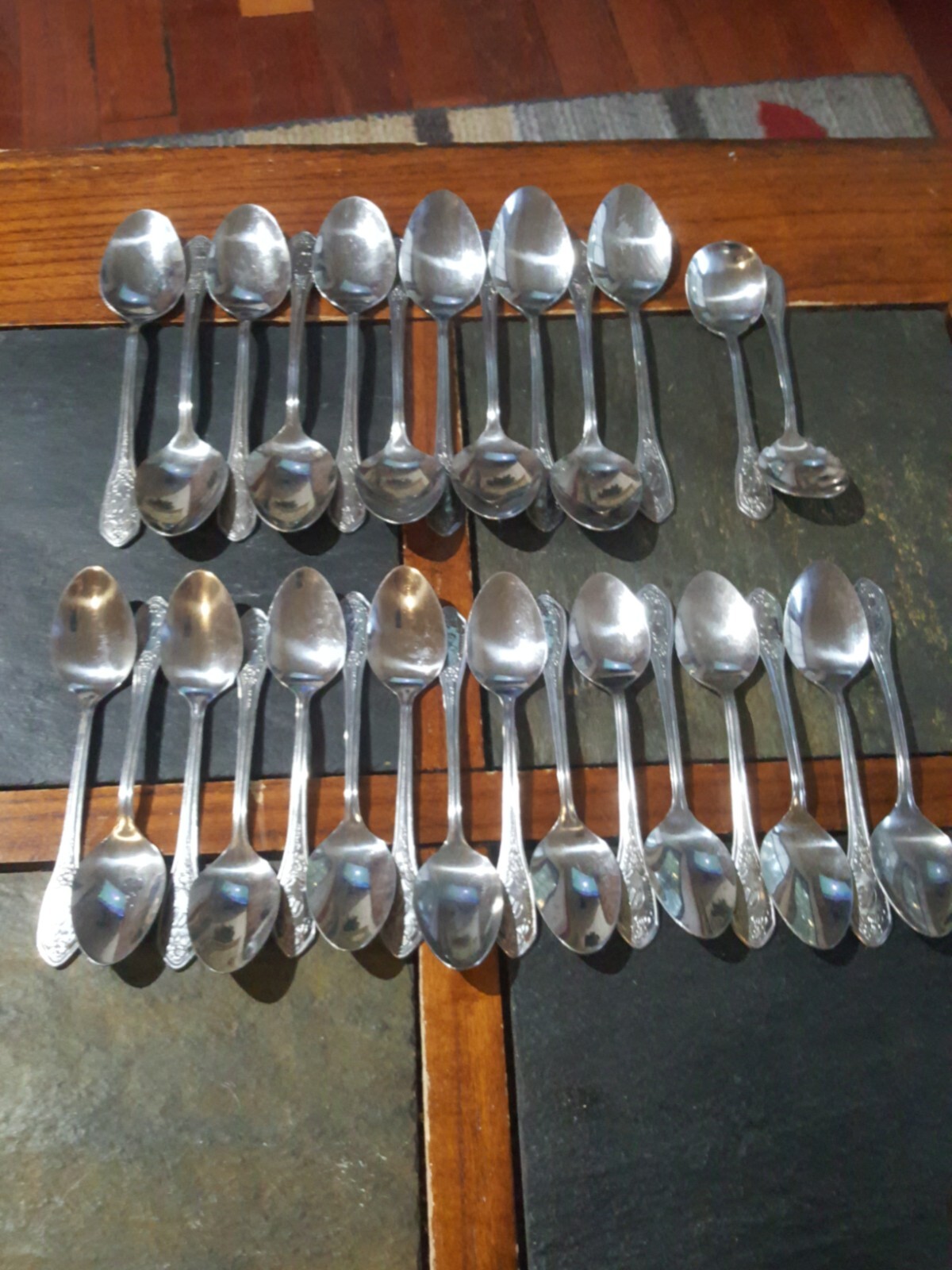 Customcraft CUS12 Stainless Flatware "W" Monogram Floral 29 pieces