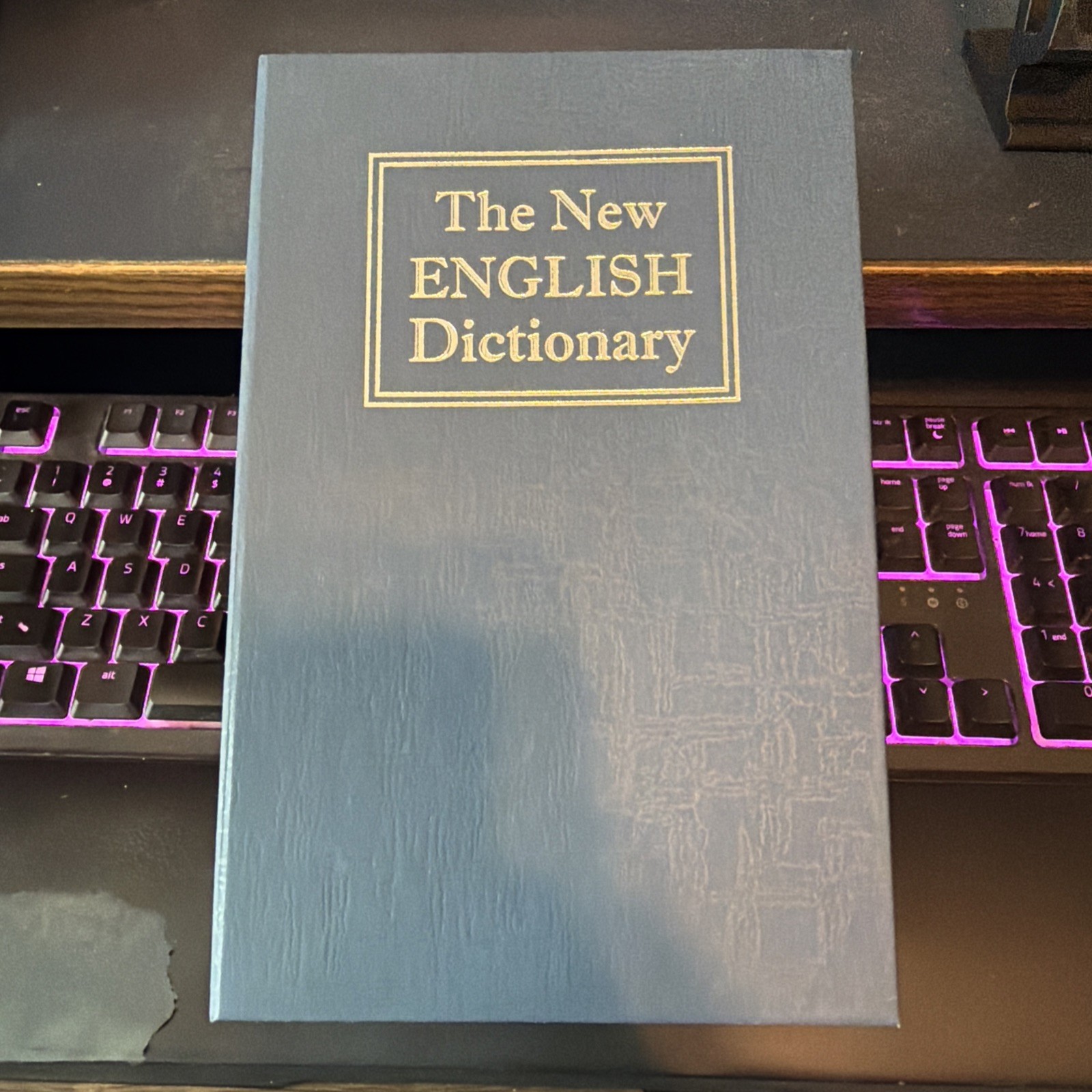 Book Safe The New English Dictionary Hidden Keyed Book Safe, Blue Metal, Small
