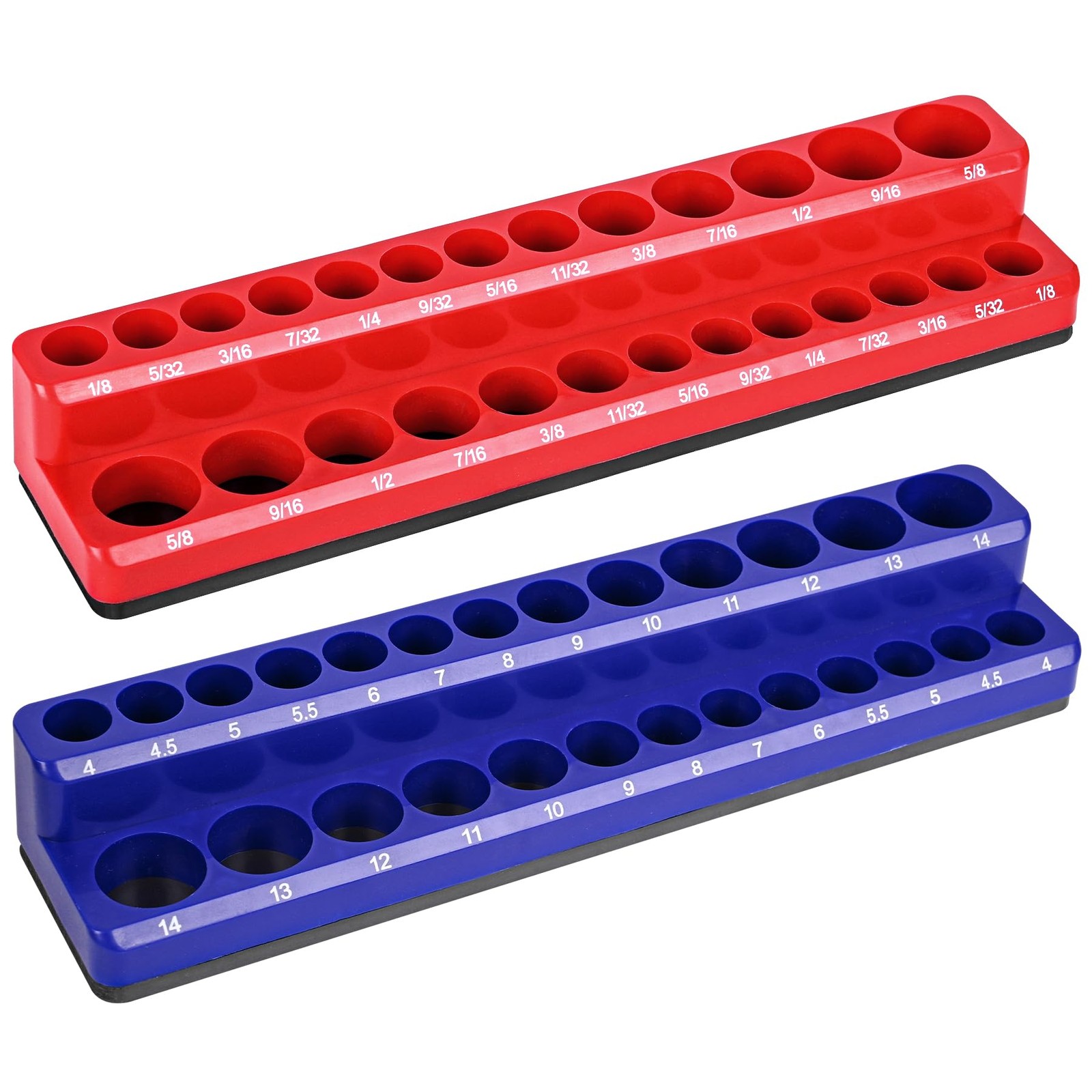 Magnetic Socket Organizer 2-Piece Magnetic Socket Holder 1/4 Inch Drive Metric S