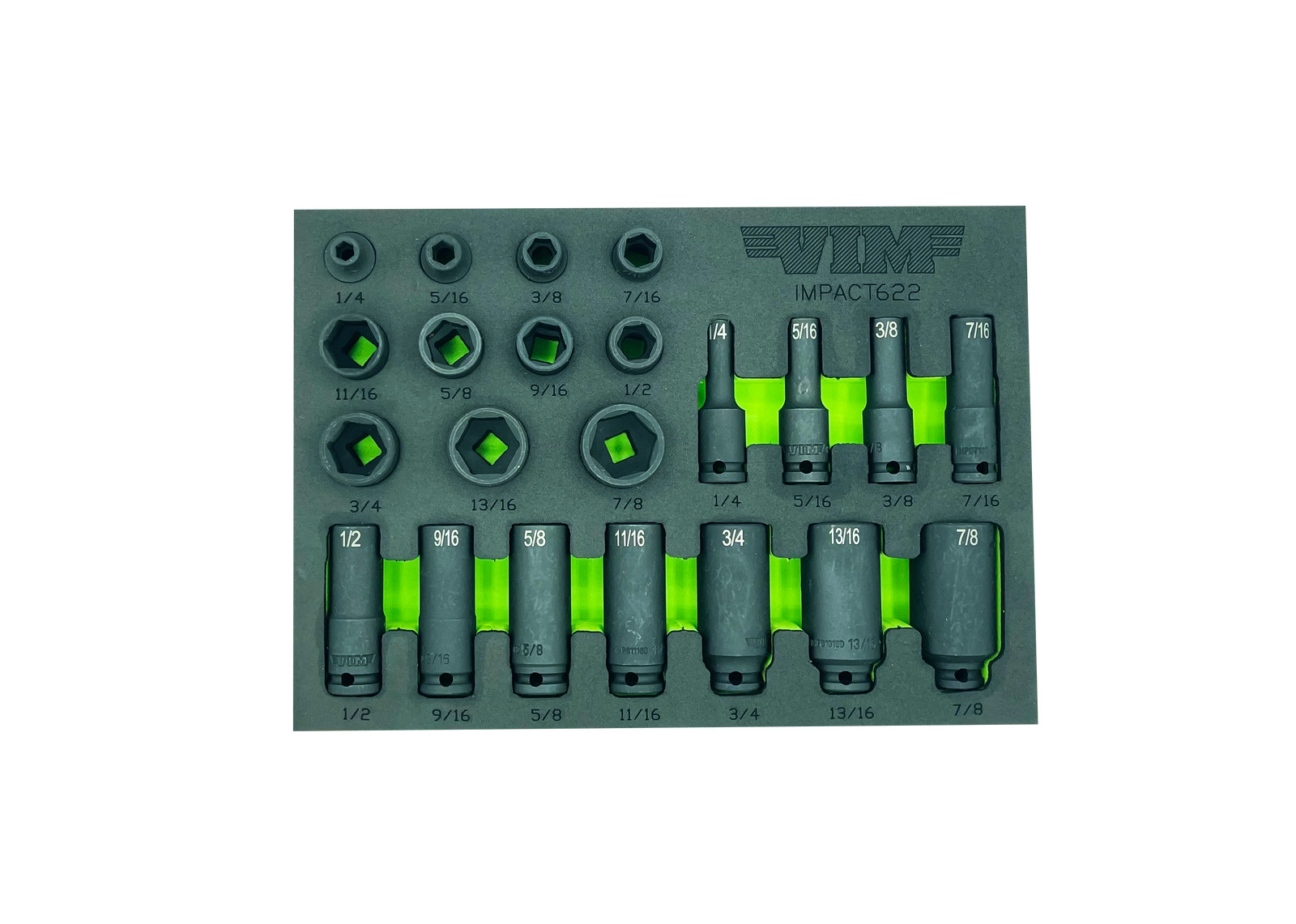 VIM Tools IMPACT622 22 Piece 3/8? Drive SAE Impact Socket Set