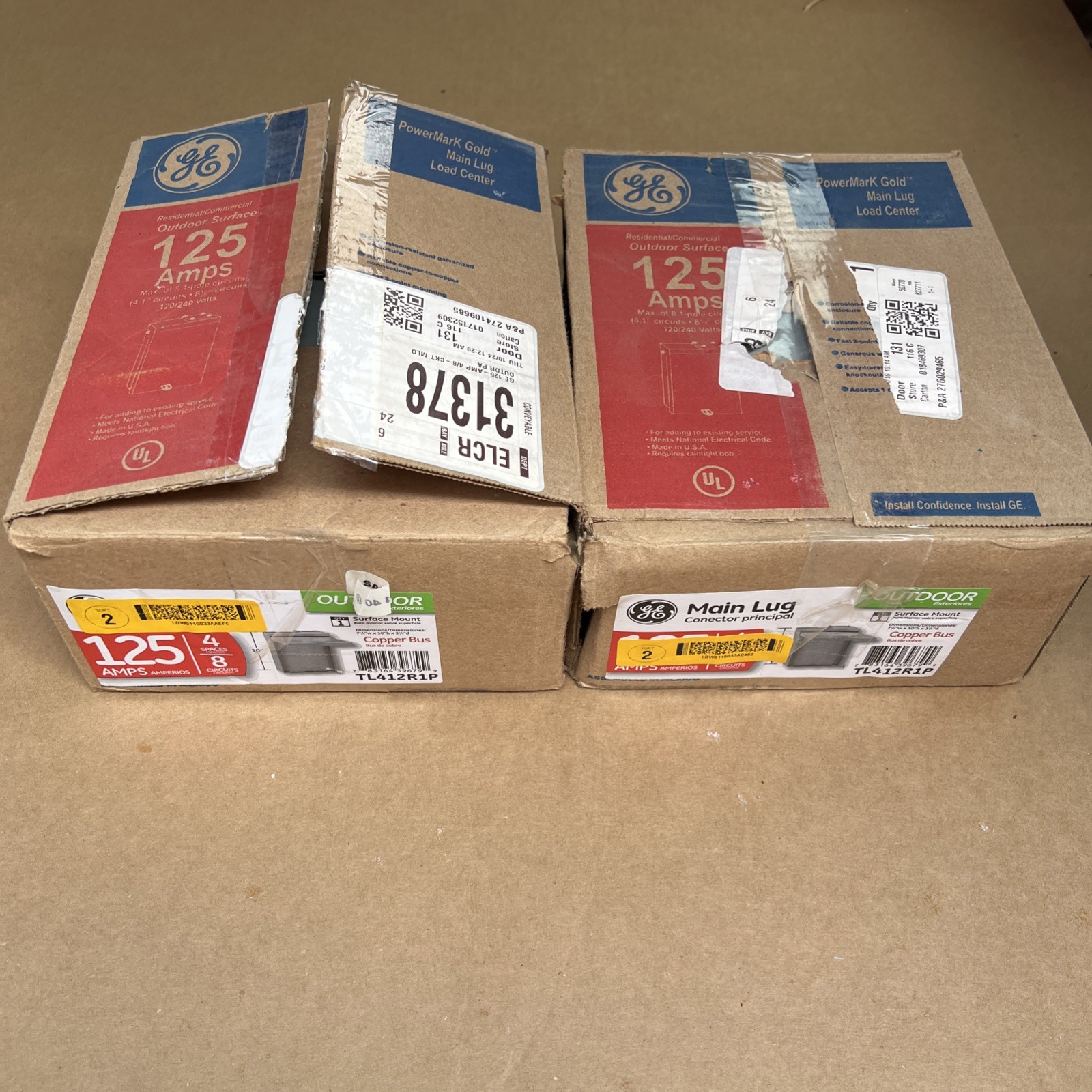 GE PowerMark Plus Outdoor Main Lug Circuit  125 A 4 Space TL412R1P LOT OF 2  PCS