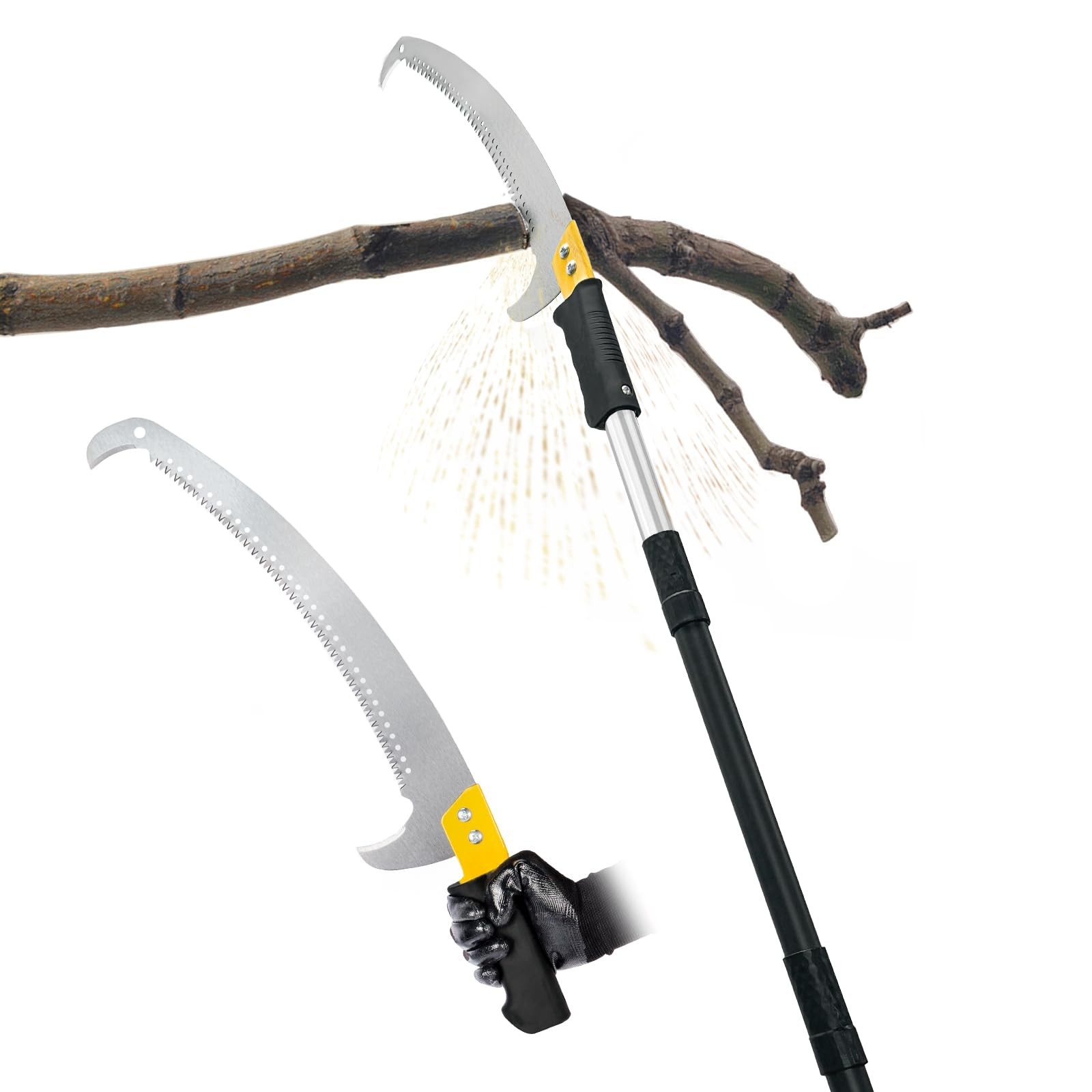 14.5FT Pole Saw with Adjustable Length for Tree Trimming, Lightweight Manual ...