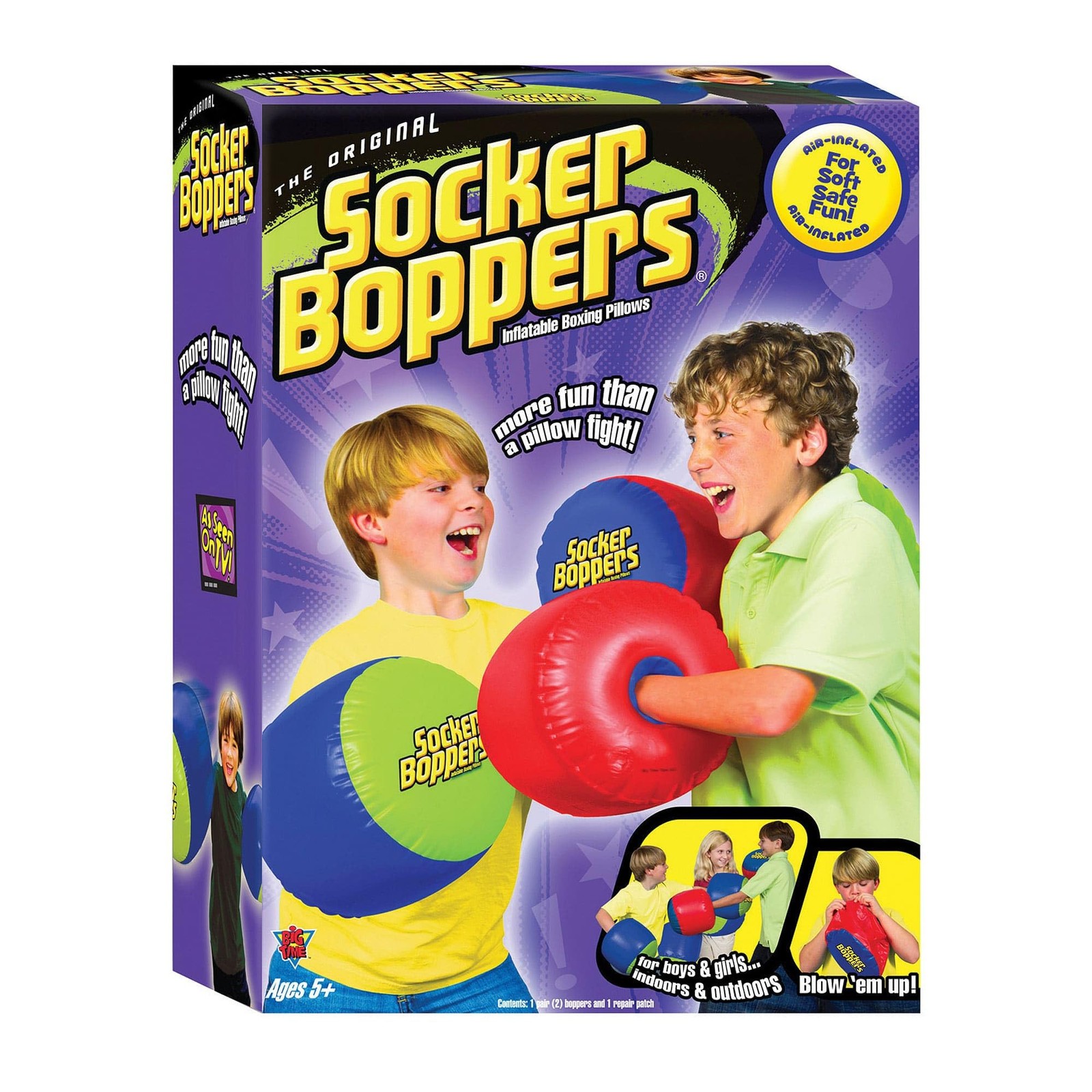 Socker Boppers Inflatable Boxing Pillows - One 2 Count (Pack of 1), Blue, Red