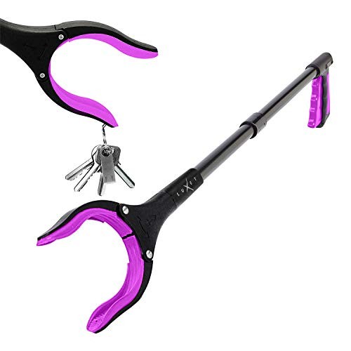 Grabber Reacher Tool - Long 32 Inch () Aluminum Foldable Pick Up Stick - Pink
