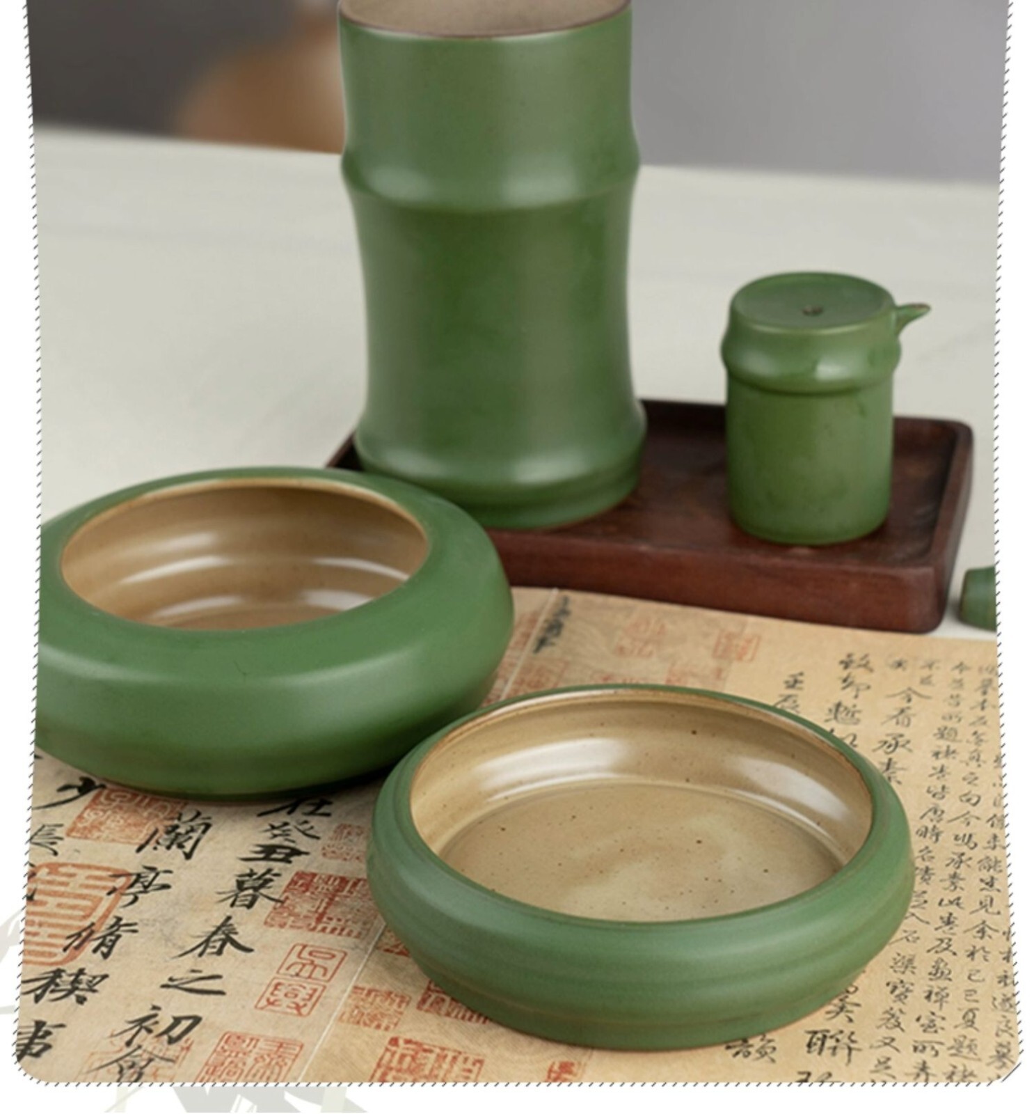 Brush Rest Washer Pot Water Droplets Inkstick Saucer Painting Calligraphy Tool
