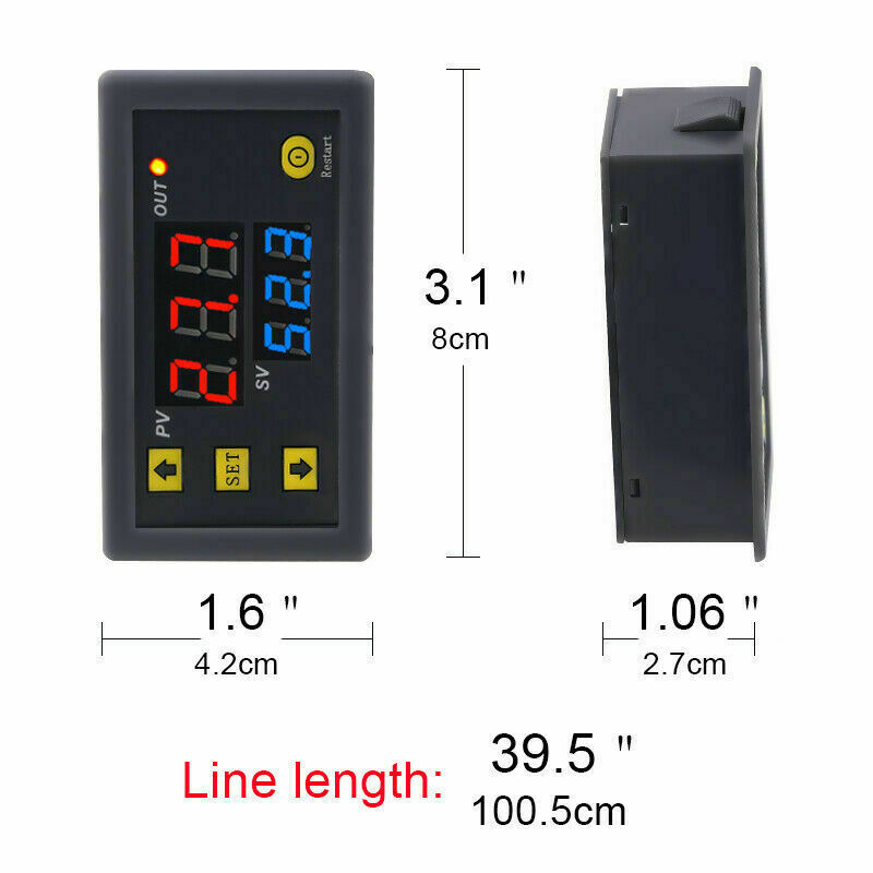 High Precision Digital Temperature Thermostat Controller Red Blue W3230 AC DC