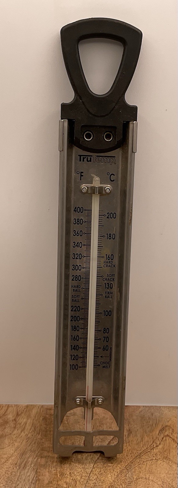 Vintage Tru Temp Stainless Steel Thermometer Clip On 12”L