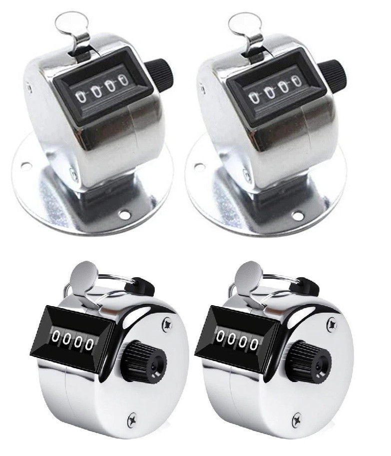 t1 Lot of 4 Hand Tally Counter Two Handheld Two Mountable 4 Digit Lap Counter