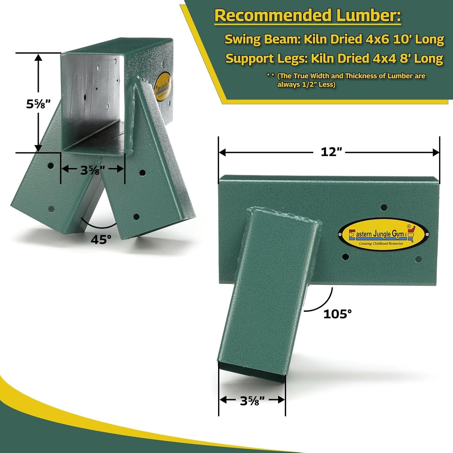 Easy 1-2-3 A-Frame 2 Brackets Swing Set Brackets with All Mounting Hardware, ...