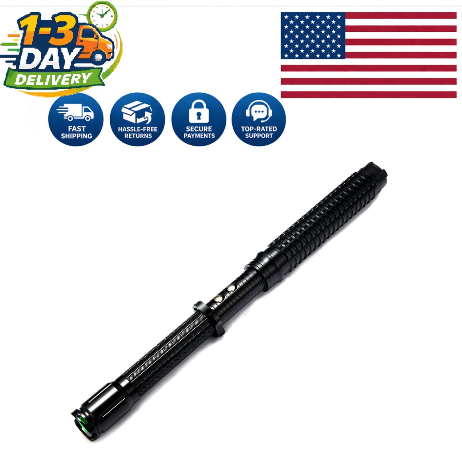 Advanced Self-Defense Tool: 80 Million Volt LED Flashlight - Adjustable 18.9in