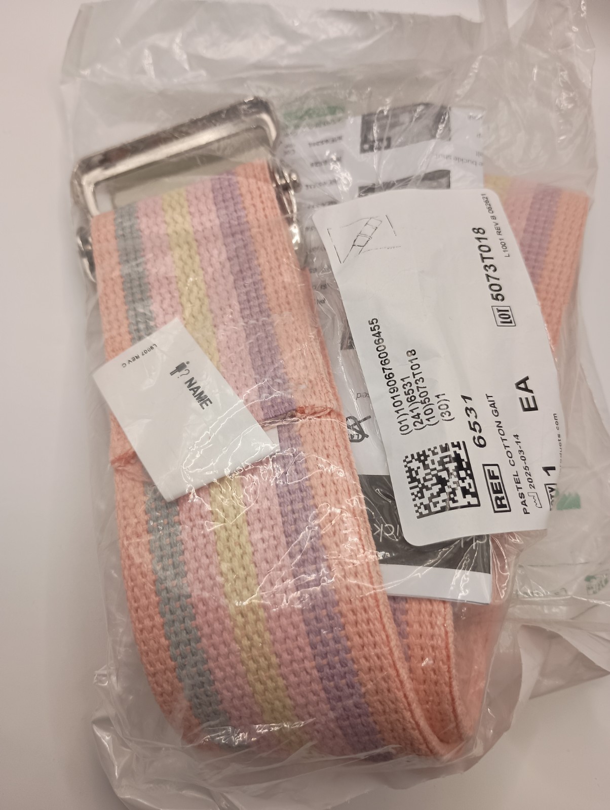 Posey - Gait Belt - Pastel Cotton Web - 54" - Fits 51" Waist - 2" Wide - NIP