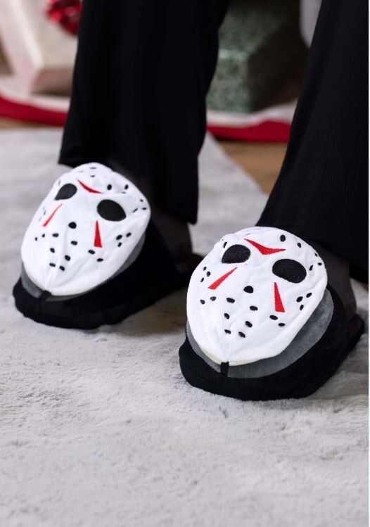 Officially Licensed Friday the 13th Jason Voorhees Hockey Mask Adult Slippers
