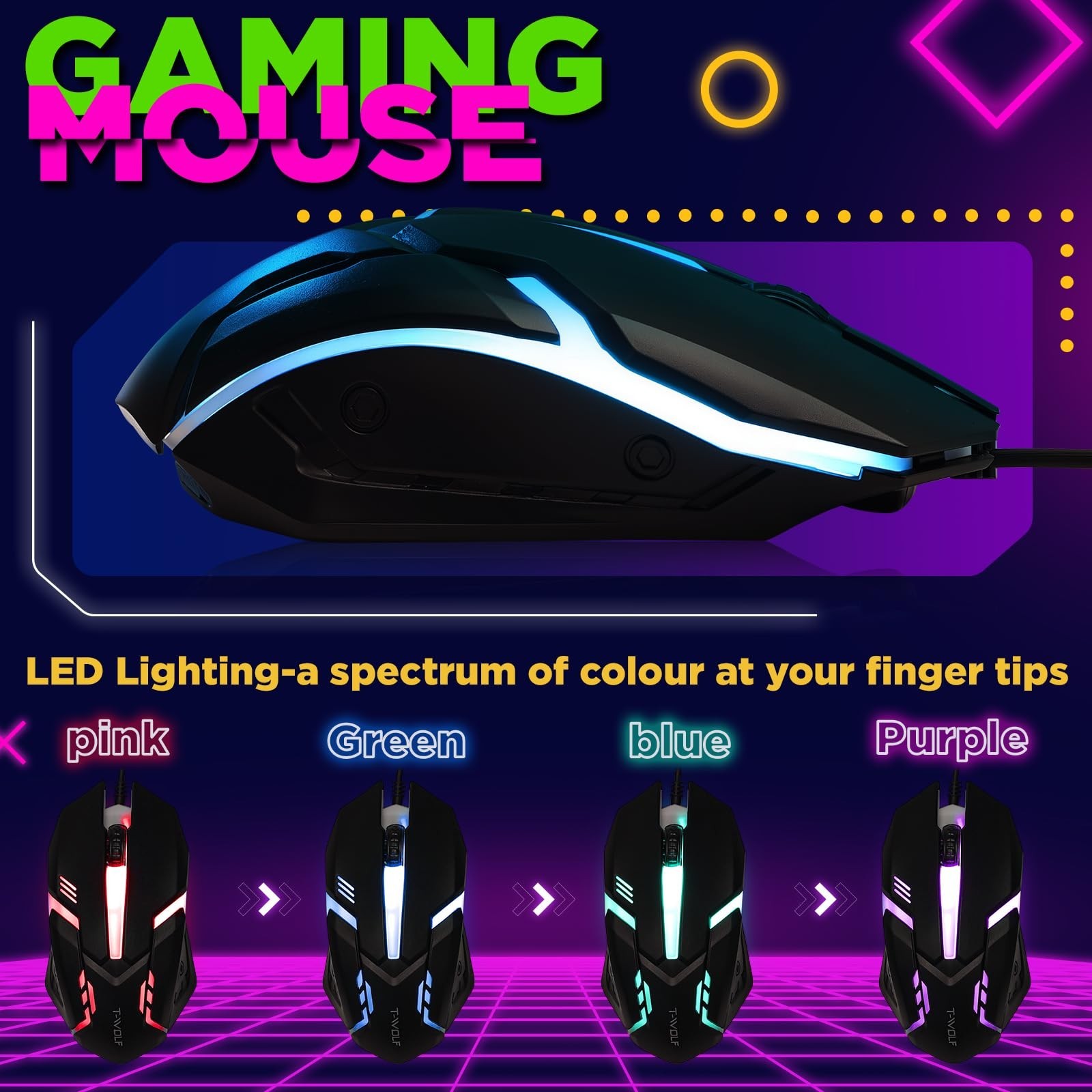 Vinsot 6 in 1 Gaming Accessories Bundle Includes Keyboard, Mouse, Mouse Pad, ...