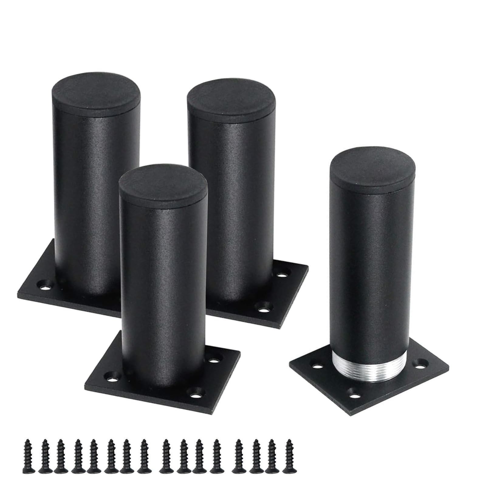 4 PCS Black Furniture Legs 4 Inch Length Adjustable Desk Table Foot