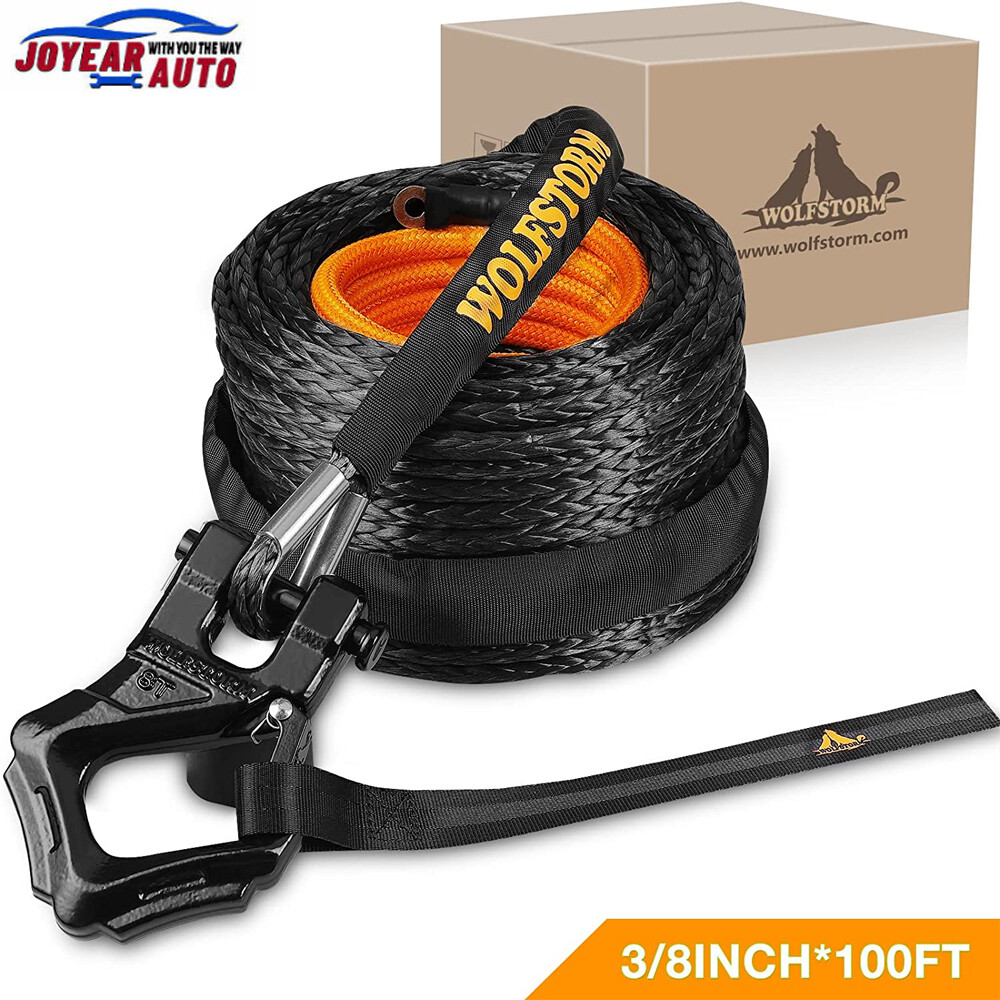 3/8"x100' 25000LBs Synthetic Winch Line Cable Rope Off Road Vehicle SUV ATV UTV