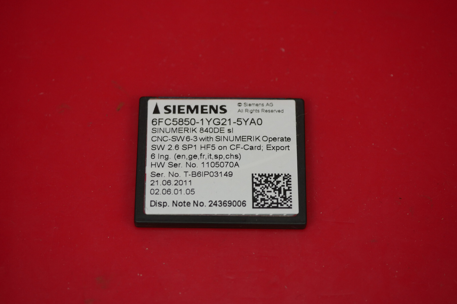 Siemens 6FC5850-1YG21-5YA0 Sinumerik 840DE CF Card Available Now