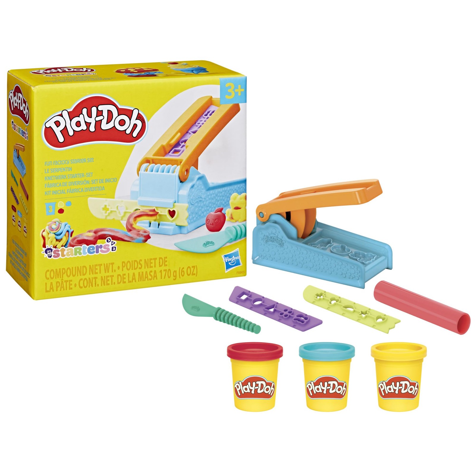 Play Doh Fun Factory Starter Set 10 Shapes with 3 Colors for Kids 3 Years Up