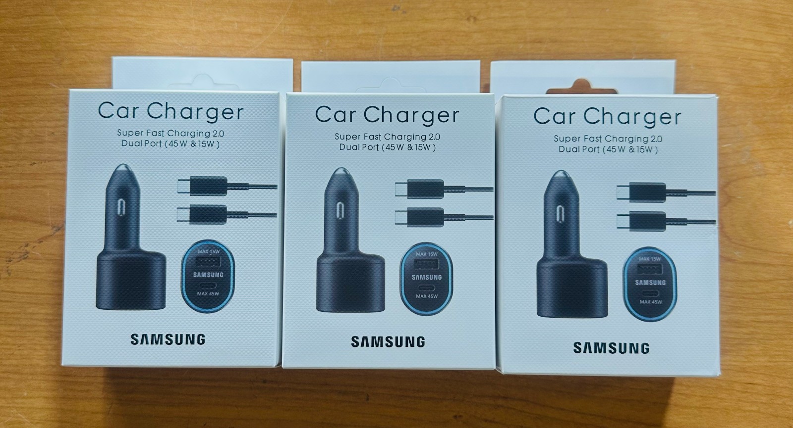 *Lot of 3pcs* Samsung Dual Port Super Fast Charging Car Charger + USB-C Cable