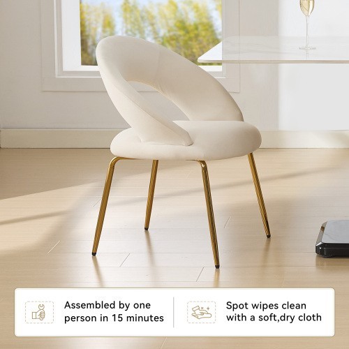 dining chair， Velvet fabric chair with golden legs is suitable for the kitchen