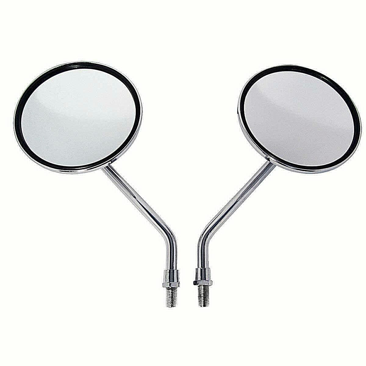 4" Round Mirrors Left & Right with Long Stem Fits Harley-Davidson M10