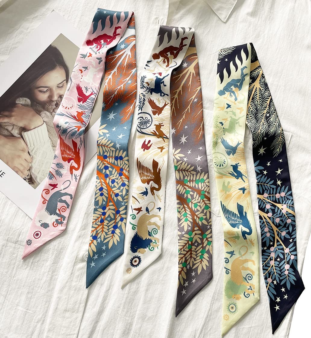 100% Mulberry silk Scarf Head Hair Ribbon Bag scarf Handbag Handle wrap Tie B...
