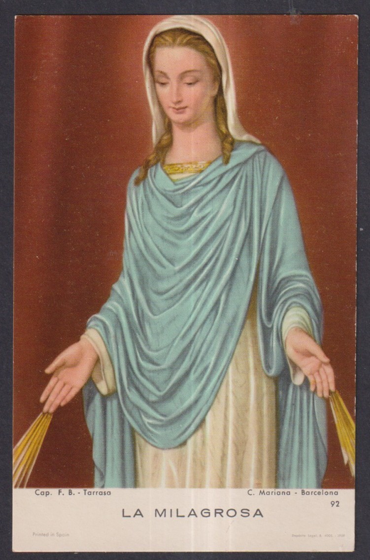 Holy card antique of Virgin Milagrosa santino image pieuses estampa