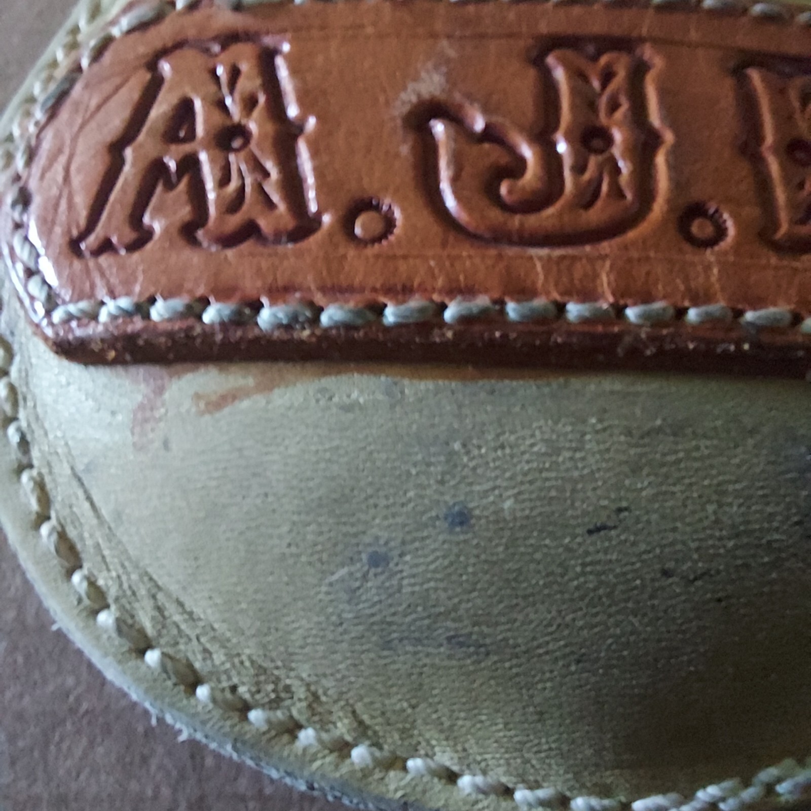 Initial Initials A J B Leather Office Paper Weight Desk Western Cowboy Style