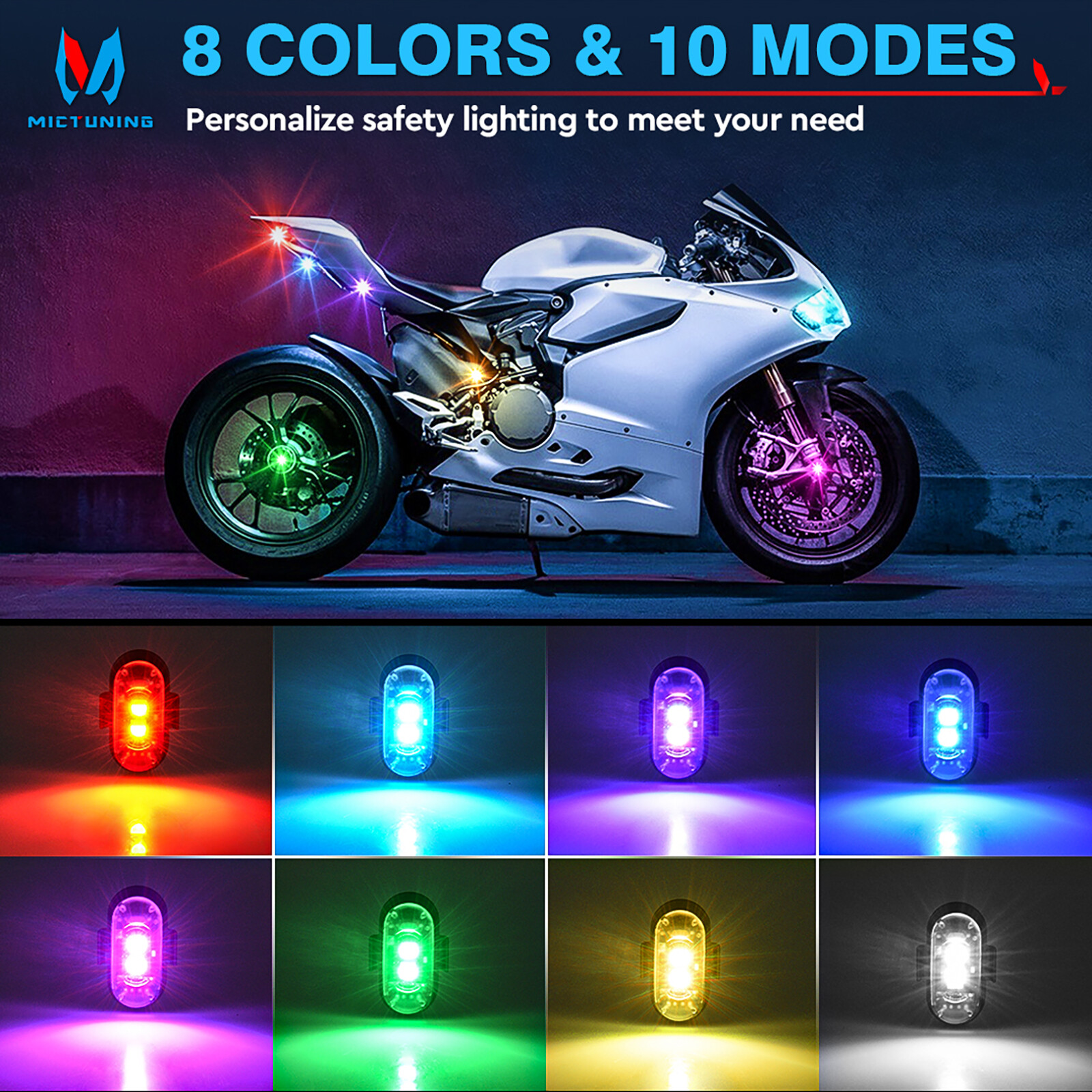 Wireless LED Strobe Lights, 12 Pcs USB Rechargeable Warning Lamp, Anti-Collision