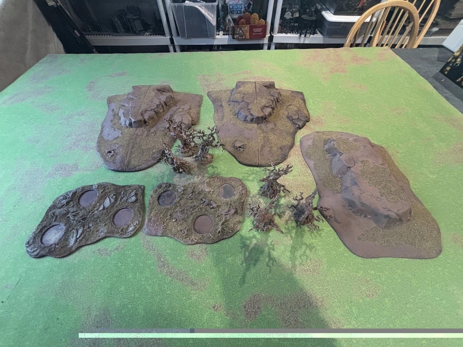 Warhammer Citadel Scenery Painted Terrain Lot 3x Hills & 2x Woods