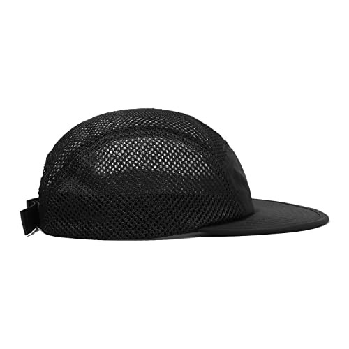 Mesh Flat Brim Ball Cap Trucker 5-Panel Hat Quick Dry One Size Asbh02-black