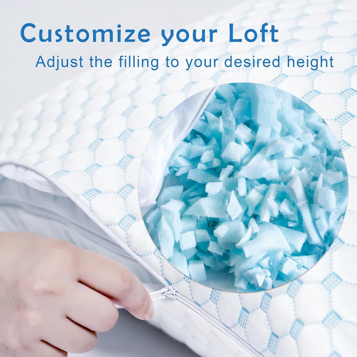 Premium Adjustable Shredded Memory Foam Pillow Suitable for Side Back