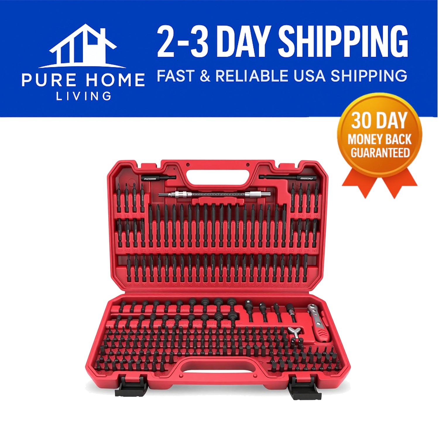 232-Piece Chrome Vanadium Screwdriver Bit Set with Ratchet Wrench - Complete Kit