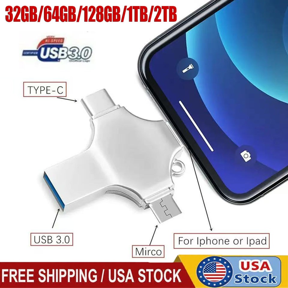 USB 3.0 Flash Drive 128GB Type C Memory Photo Stick for iPhone Android iPad lot