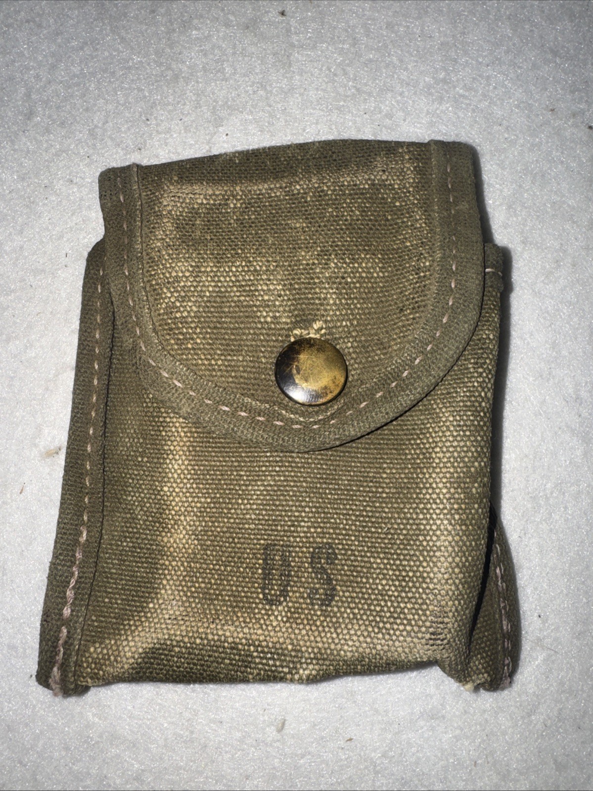 Vietnam War era US Army OD Canvas M-1956 Field Dressing Pouch , Compass Pouch