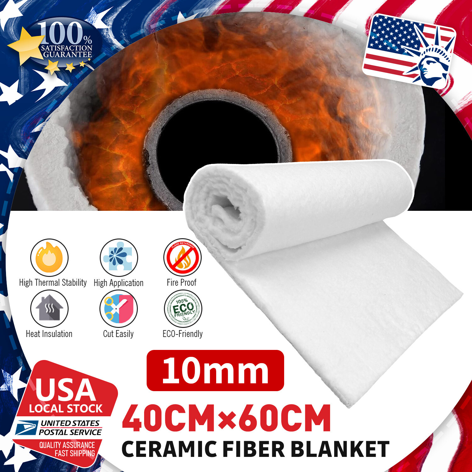 Motorcycle Ceramic Fiber Blanket Thickness 0.4" Fireproof Insulation Blanket