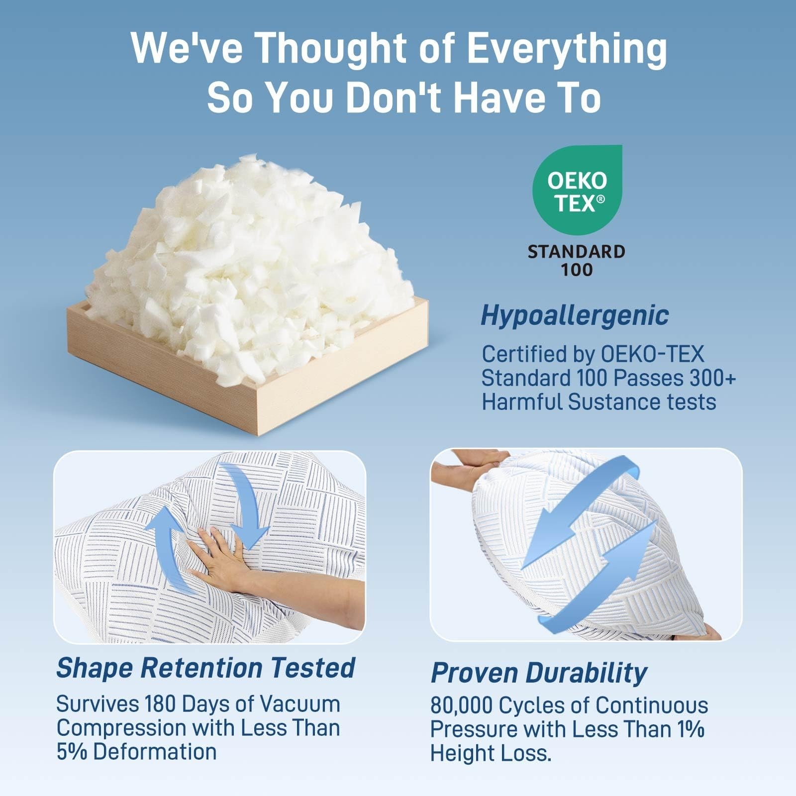 Alkyonos Shredded Memory Foam Cooling Soft Bamboo Viscose Pillow Queen Size, ...