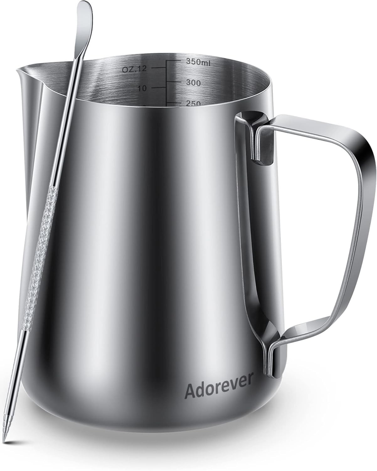 Stainless Steel 12oz Milk Frothing Pitcher Latte Art Cup with Pen Tool Set