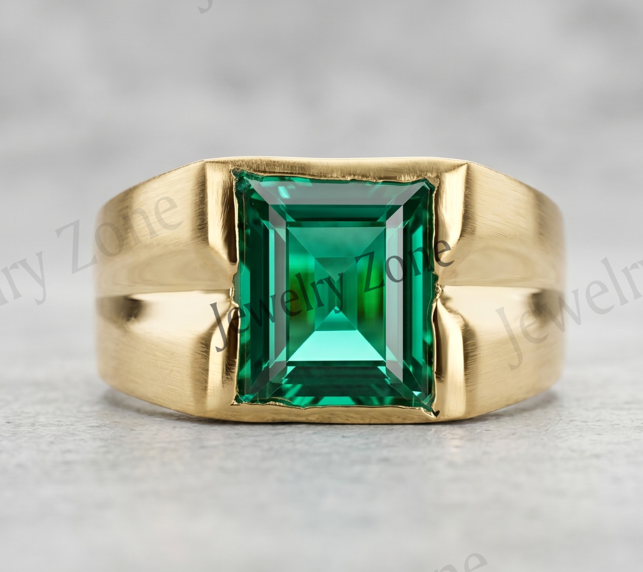 Green Emerald Men's Ring For Engagement Wedding Gift Ring 925 Sterling Silver